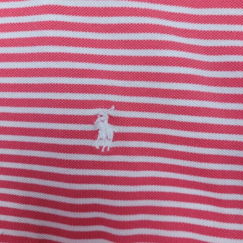 Ralph Lauren Polo Golf Short Sleeve Polo Shirt Men's Size XL Pink White Striped